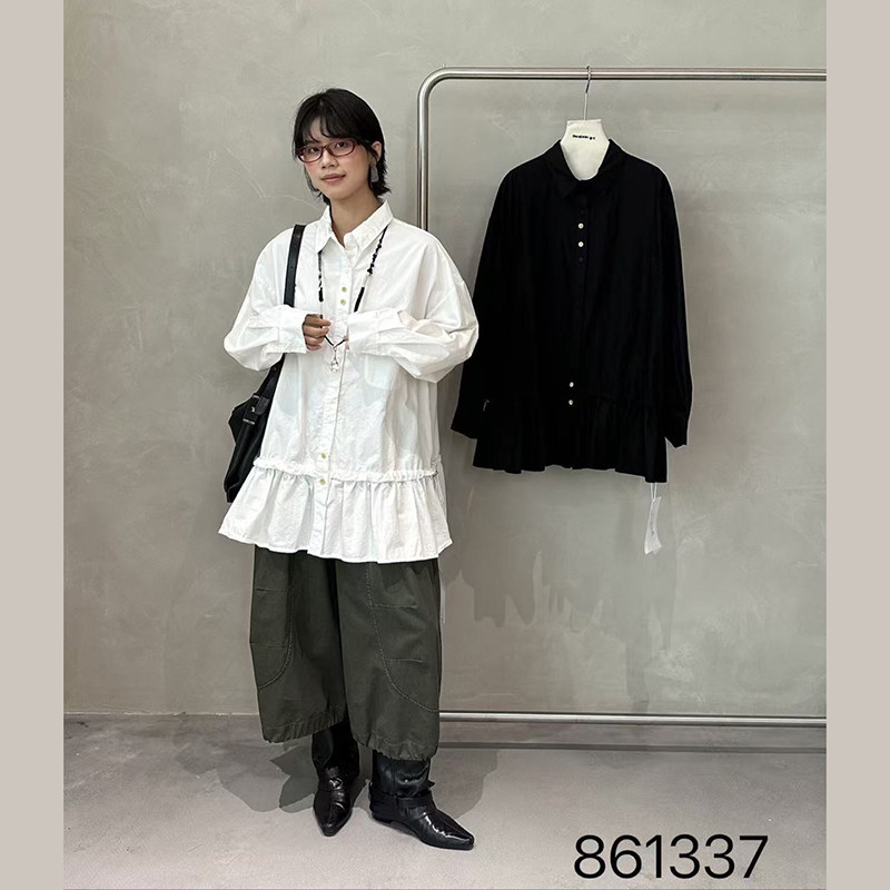 becabeau奢佑861337休闲花边衬衫女长袖翻领假两件宽松百搭2026秋图片