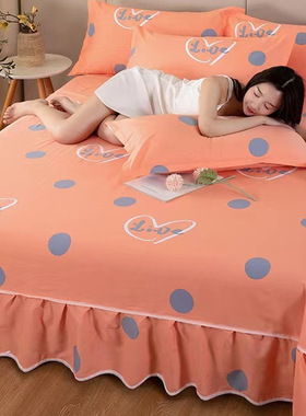 纯棉床裙单件和三件套100%全棉夏四季通用韩版床罩床单床笠单人双