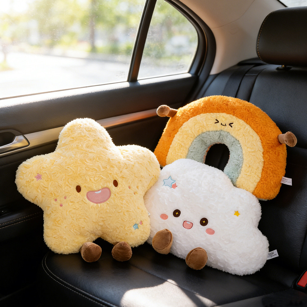 可爱卡通汽车抱枕车载装饰用品摆件汽车竹炭包活性炭包去异味碳包