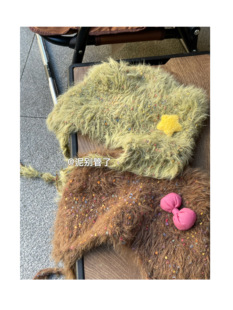 泥别管了/原创！我的好朋友超好rua蝴蝶结软毛毛星彩豆编织毛毛帽