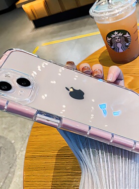 彩边夜光适用苹果15/16手机壳iPhone14promax透明13高级感12全包防摔新款plus高级x保护套硅胶11保护套xr防摔