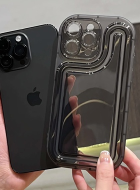 气囊简约透明适用苹果15Pro/13手机壳iPhone14/16max全包软套防摔保护套xr男女17网红软硅胶12pro新款防指纹
