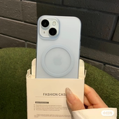 冰川蓝磁吸适用苹果13手机壳iPhone15promax透明14硬16女17超薄高级12保护套 小红书爆款 薄如隐形 不发黄