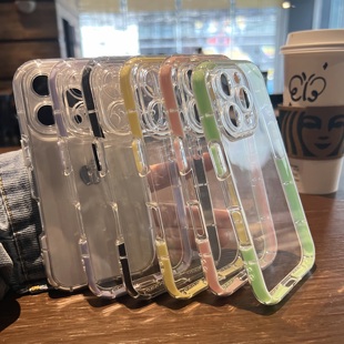 夜光弹力气囊防摔适用iPhone15手机壳苹果13/14pro透明软套全包防摔新款plus高级x保护套硅胶11保护套x真防摔