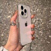 简约透明软壳适用iPhone15Promax苹果14Pro手机壳磨砂防指纹13 11直边男镜头全包xs液态保护套 12硅胶防摔女款