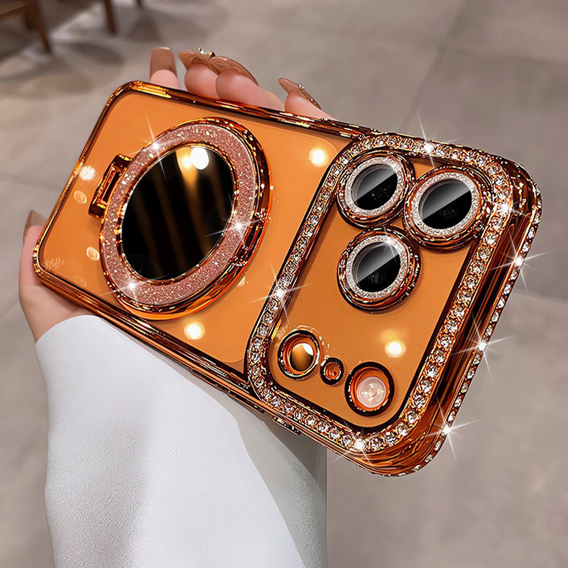 轻奢闪钻适用iphone17手机壳苹果17pro新款透明高级感16镜子磁吸支架15por带镜头膜全包防摔保护14套13小众女,3C数码配件,手机保护套/壳,淘宝优惠券,粉丝福利购,淘宝优惠卷