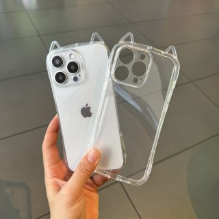 极简小蛮腰猫耳适用苹果15透明iPhone15promax新款手机壳15pro全包防摔14硅胶软壳13加厚12高级保护套11男女x