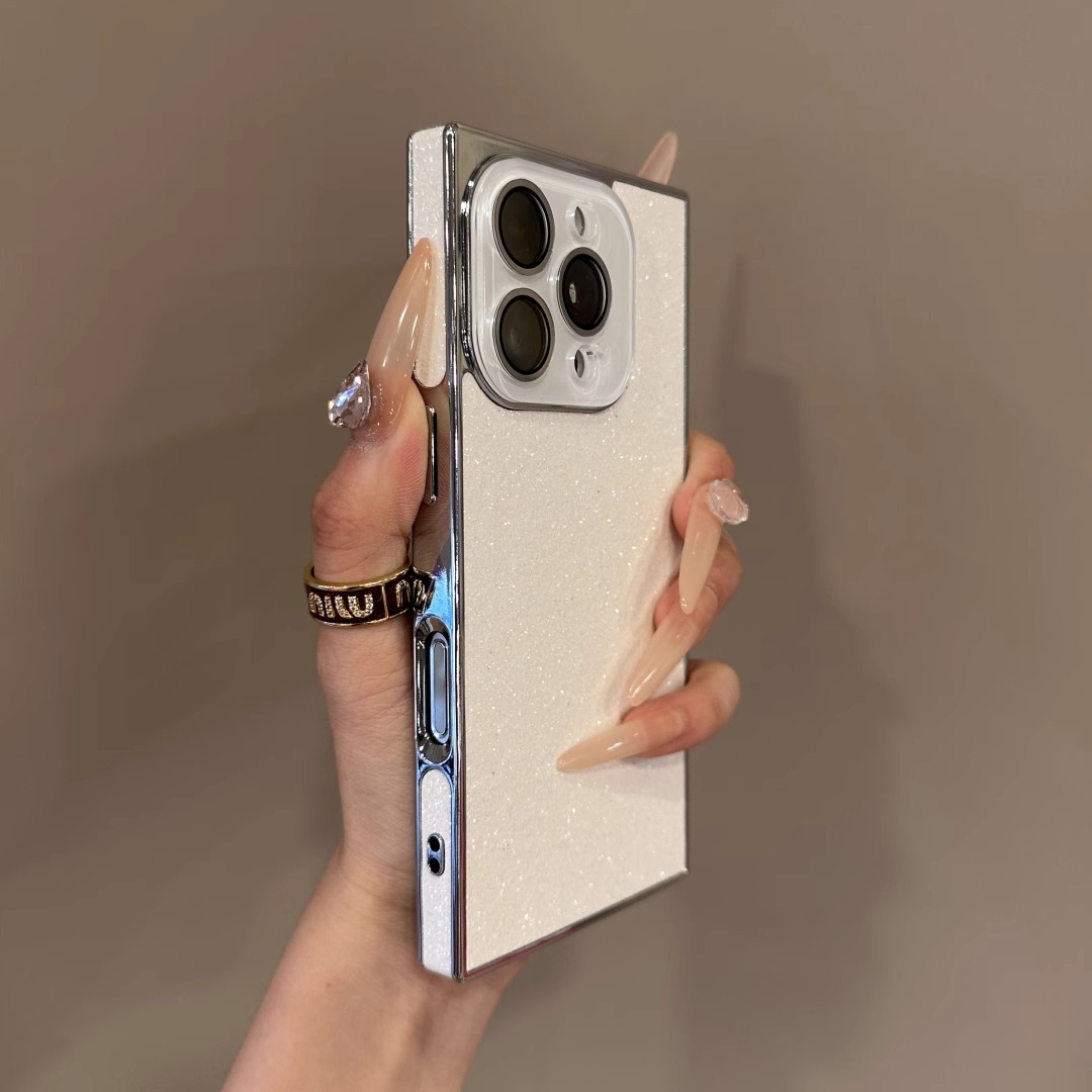 奢华闪粉方形自带水晶镜头膜