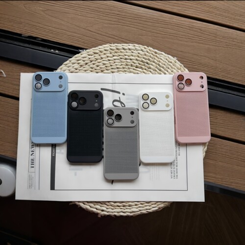 适用苹果17pro手机壳14散热iphone15新款16promax超薄透气12自带镜头膜x全包13磨砂xsmax男11女8plus夏天air