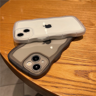 适用透明波浪曲线边iPhone13手机壳磨砂12promax苹果11防摔套xr全包8p