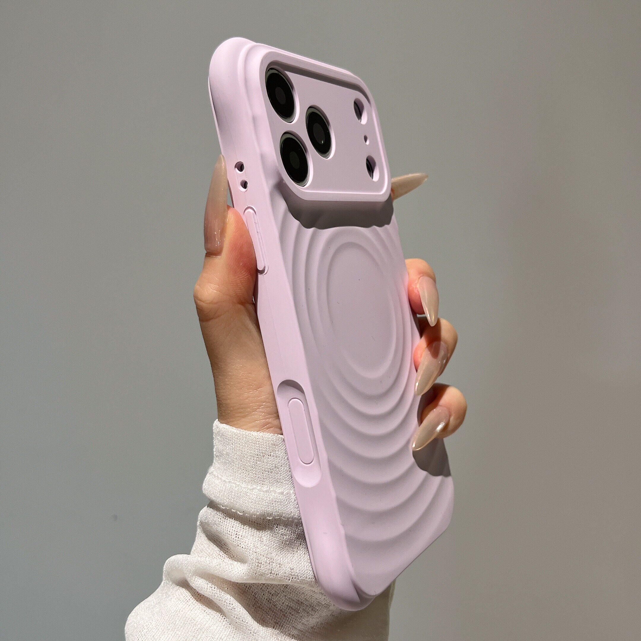 灰粉色液态硅胶波漾纹适用苹果17Promax手机壳Magsafe磁吸iPhone16Promax全包软糯新款15Pro简约17防摔保护套