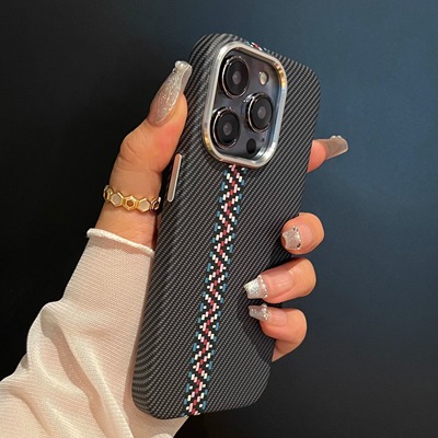 适用苹果16promax凯夫拉纹手机壳