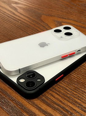 ins简约黑白色适用苹果15手机壳直边磨砂iphone13保护套情侣14promax透明12撞色11promax镜头全包边XR手机套8