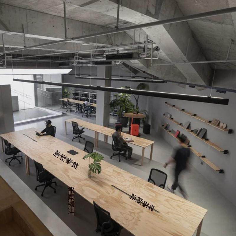 工业风北欧简约实木大板会议桌子办公桌美式餐桌办公洽谈桌展示台