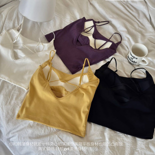 春夏优可丝辣妹吊带背心带胸垫肩带可调节内搭紫色外穿上衣212