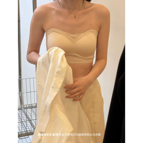 春夏新款闪闪细肩带防走光抹胸无痕文胸薄款美背内衣文胸HS1305MY