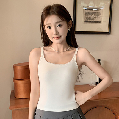 春夏窄肩带花边百搭吊带背心女K001固定杯透气美背外穿修身上衣