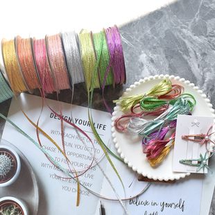 韩国进口5mm彩色双面金葱丝带手工diy绕掰掰夹儿童宠物碎发夹材料