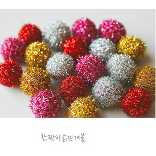 韩国进口彩葱球圣诞节装饰手工diy儿童发夹趣味头饰品装饰材料