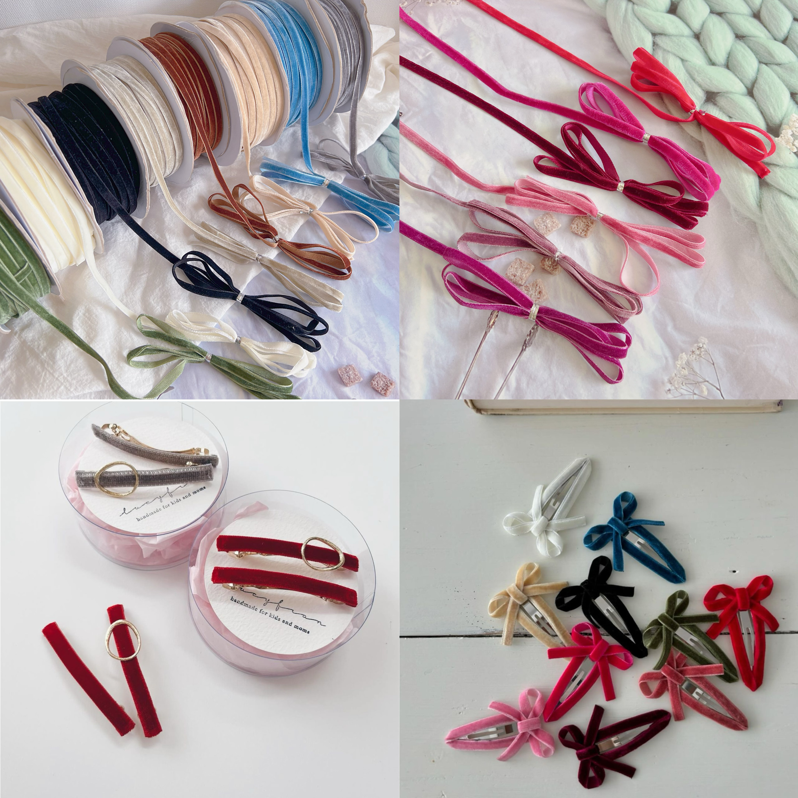 韩国进口雾面窄丝绒织带手工diy小众设计感蝴蝶结刘海发夹头饰材