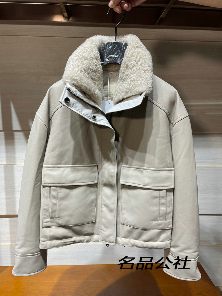 羊毛领简约羊皮皮衣夹克女装