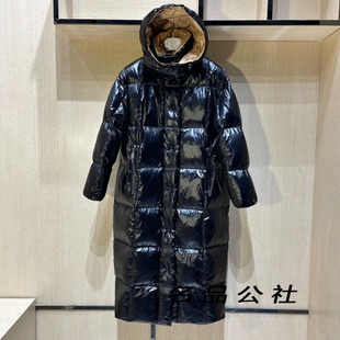 欧美外贸高端女装连帽羽绒服拉链中长款女士外套长袖面包服女