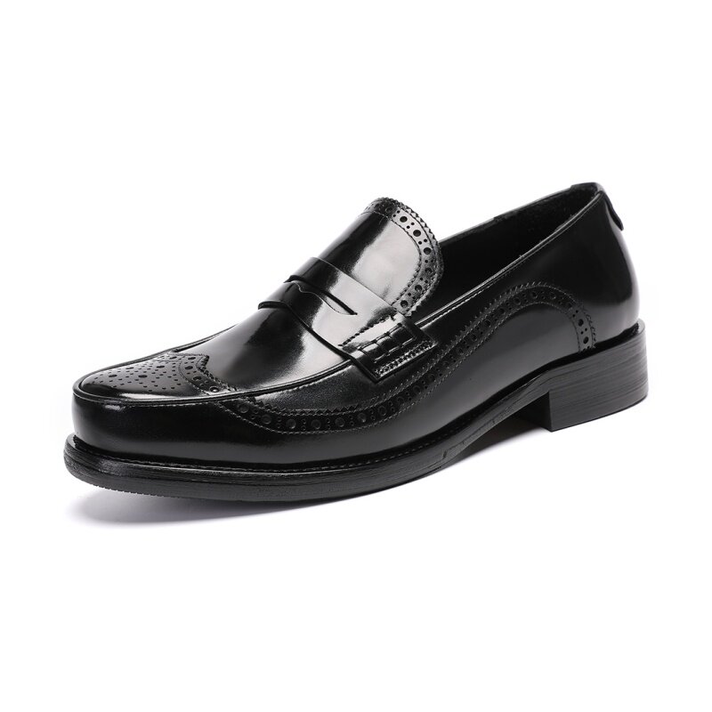轻奢高端小众布洛克雕花乐福鞋男真皮一脚蹬商务休闲2026新款春秋