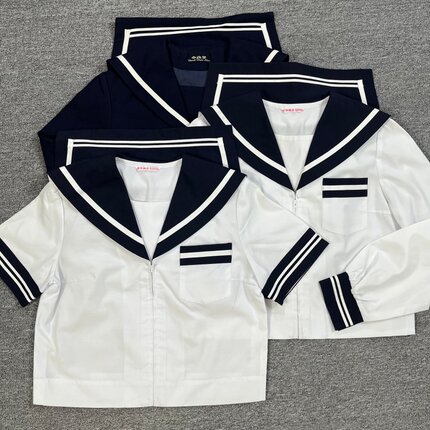 柚见JK校供中古日制水手服萌款双刺绣学生冬服制服女领四季岳阳中