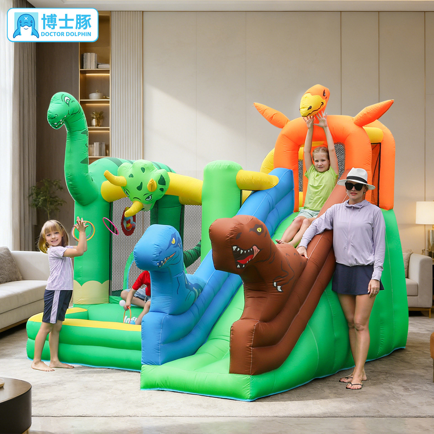 博士豚恐龙儿童充气城堡家庭室内小型蹦蹦床家用户外大型淘气堡