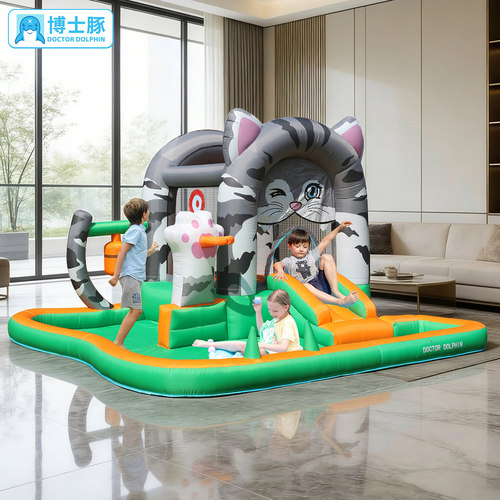 博士豚猫咪充气城堡带娃神器玩具