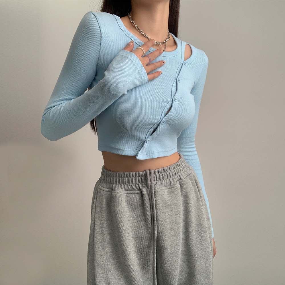 单排扣圆领斜门襟欧美