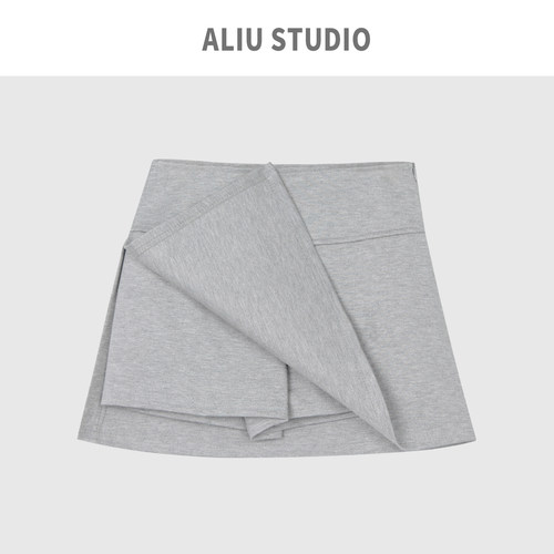 Aliu Studio设计感辣妹时尚百搭侧开叉高腰显瘦半身裙防走光494