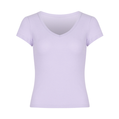 【Aliu自制】纯色正肩s腰显瘦V领短袖T恤女修身百搭上衣新款703