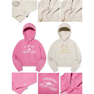 正品现货KIRSH24ss春季新品英文字母樱桃拱门连帽卫衣