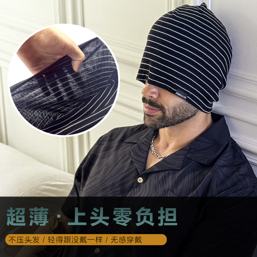 睡帽男夏季薄款大头围空调冷帽防风睡眠帽子植发术后光头帽子堆帽