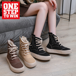 款 帆布鞋 加绒加厚欧美风帆布鞋 舒适休闲百搭个性 厚底鞋 W28258冬季