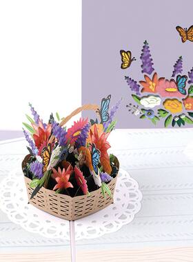 花束3d立体贺卡花朵折叠情人节