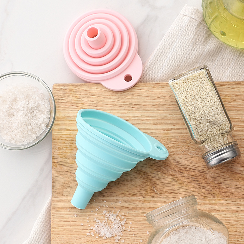 现货硅胶折叠漏斗 硅胶漏斗 创意家用液体分装漏斗 厨房工具