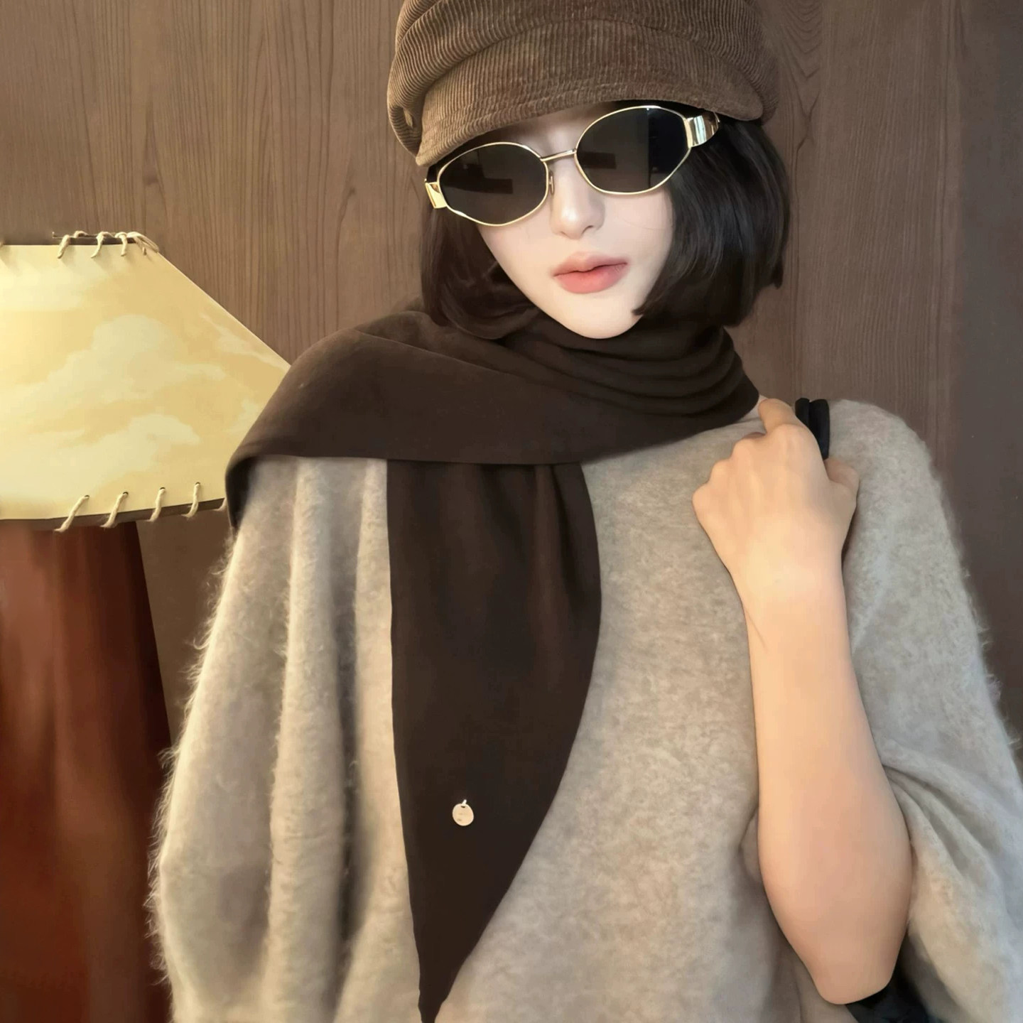 韩版羊毛三角巾女保暖护颈