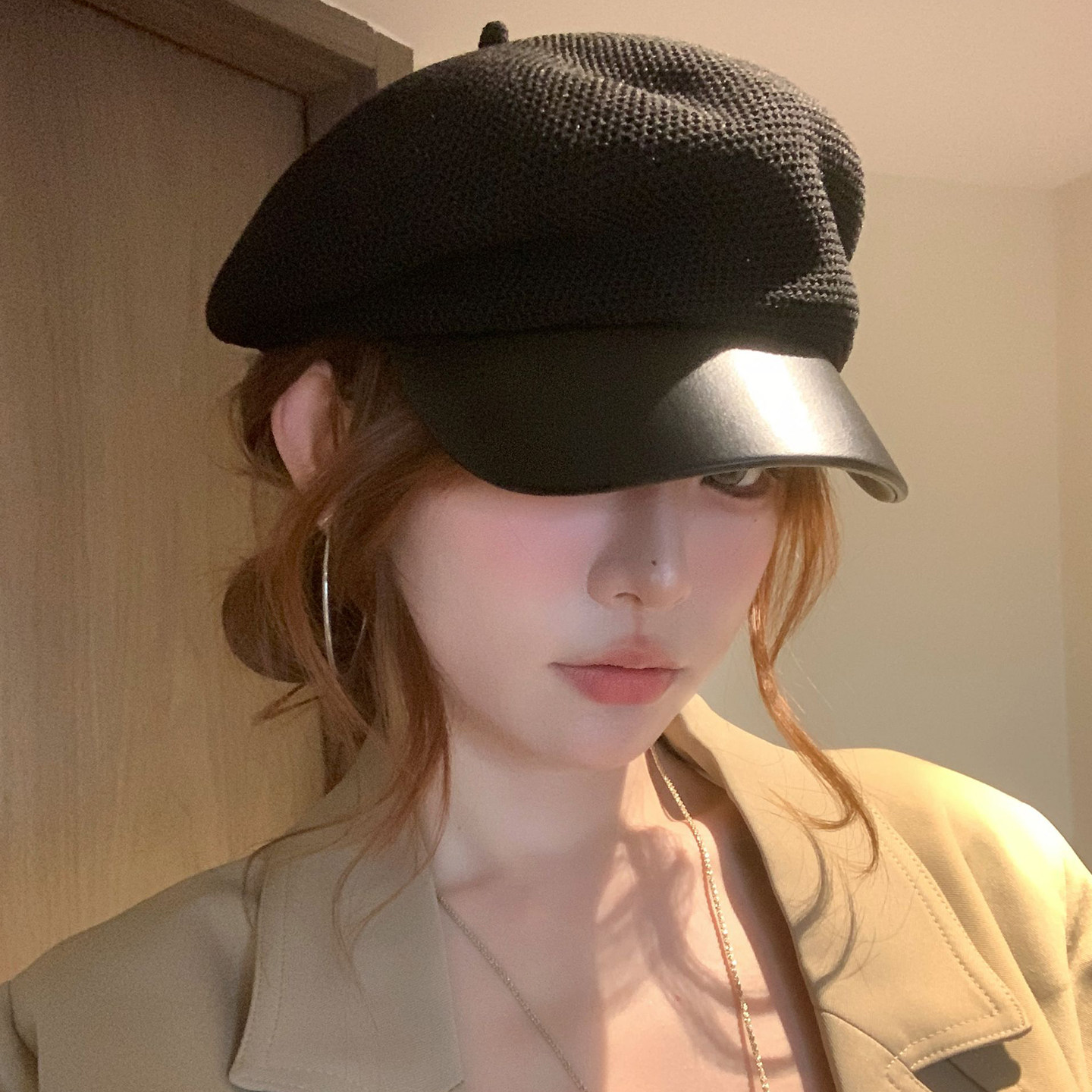 英伦复古网眼防晒八角帽女款