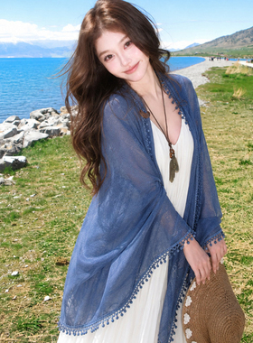 夏季旅游防晒棉麻薄款披肩女