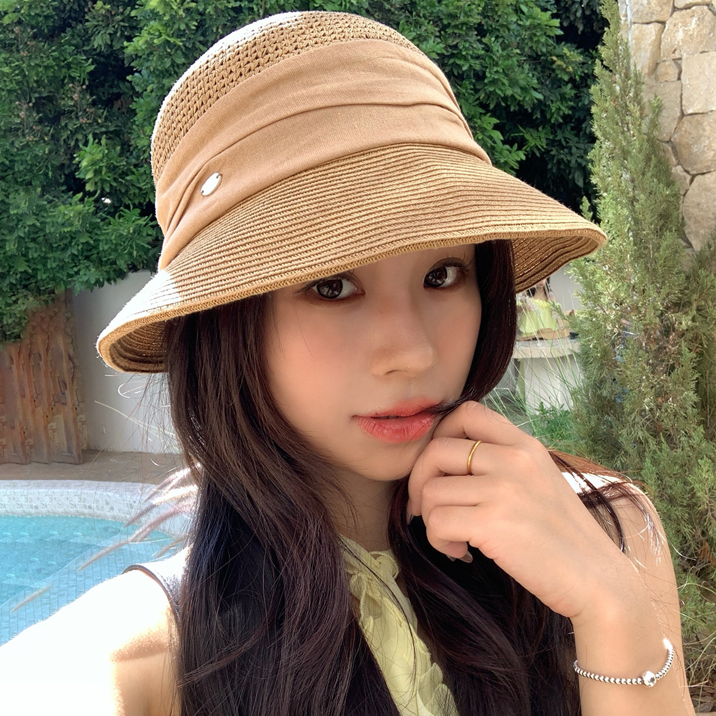 赫本风防晒草编帽子女款2026新款春夏季宽檐显脸小遮阳防晒帽草帽