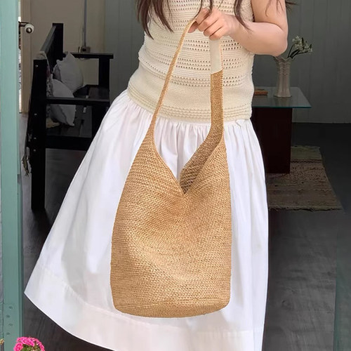 灵允时尚沙滩草编单肩包厂家直销