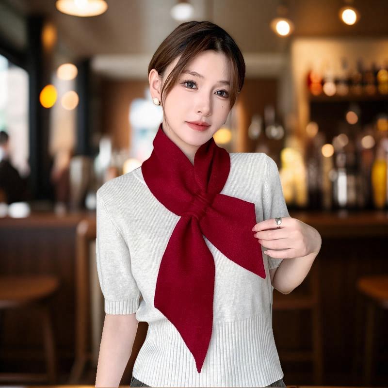 秋冬斜角纯色围巾休闲女厂家直销