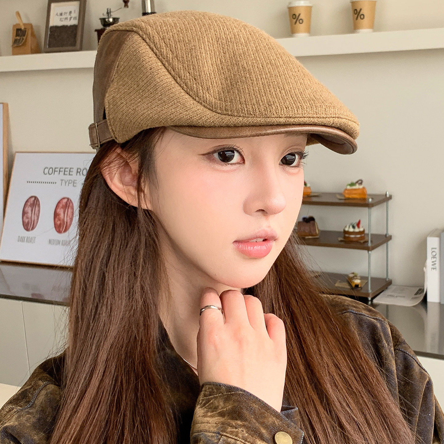 韩系复古女款显脸小前进帽