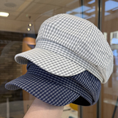 大头围显脸小画家帽休闲百搭报童帽 新款 韩系格纹八角帽子女款 夏季