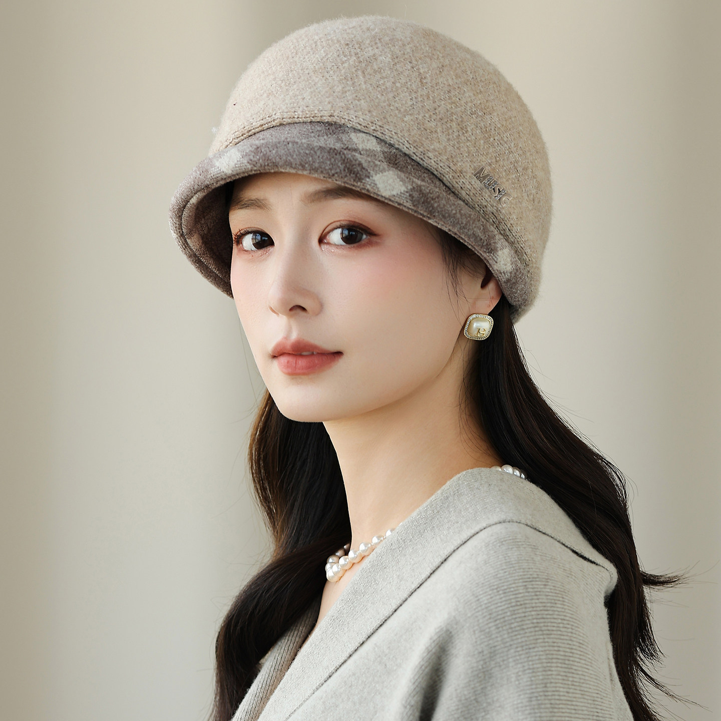 秋冬英伦女保暖显脸小渔夫帽