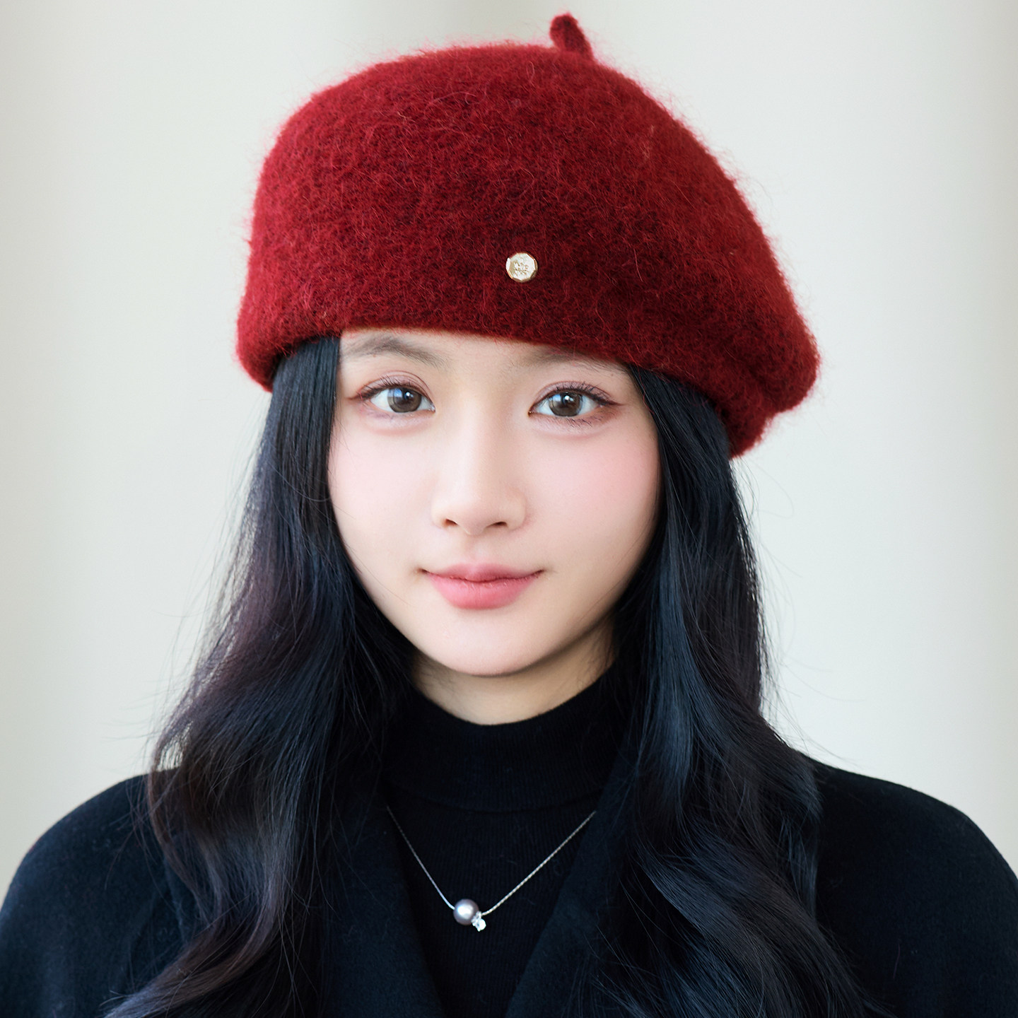 日系简约女秋冬保暖显脸小贝雷帽