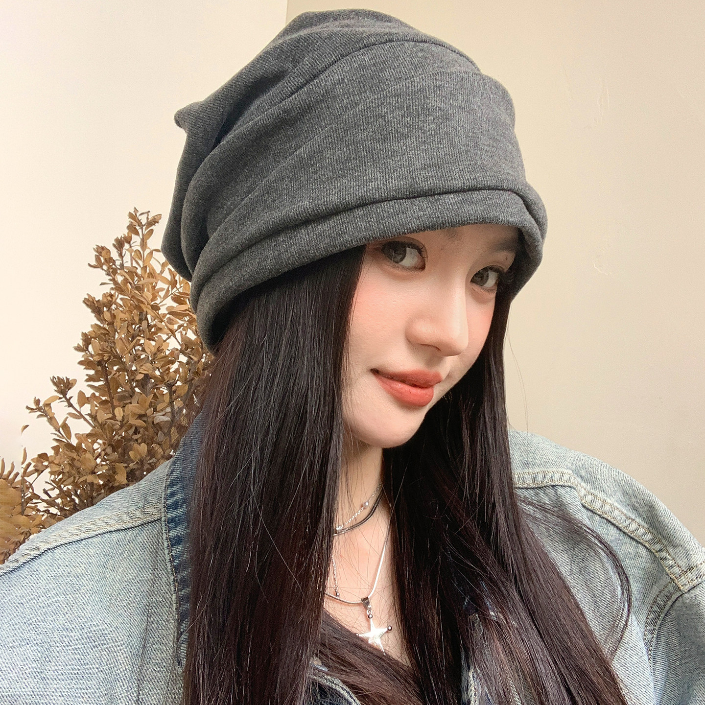韩版慵懒风女款显脸小堆堆帽