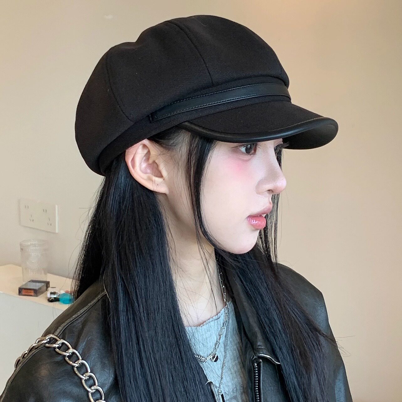 春秋季新款韩版高级感复古休闲八角帽子女宽檐显脸小画家帽贝雷帽